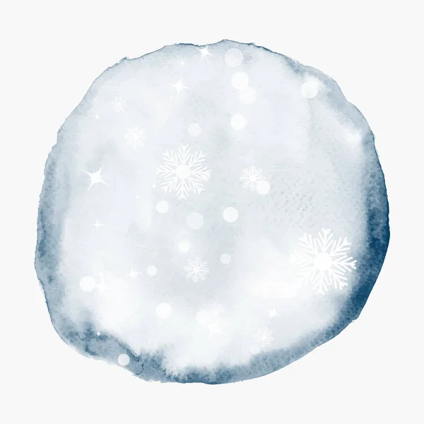 在灰白色水彩斑斑的圆周上 有流星坠落和雪花飘落的背景 艺术设计在新年 卡片或圣诞节期间用作元素装饰的飞溅载体 — 图库矢量图片