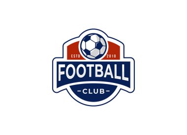 Futbol futbol logosu, amblem hafif bir arkaplan üzerinde şablon dizayn eder