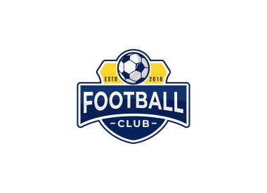 Futbol futbol logosu, amblem hafif bir arkaplan üzerinde şablon dizayn eder