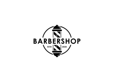 Berber dükkanı için kuaför logosu tasarımı amblemi, klasik berber logosu tasarımı