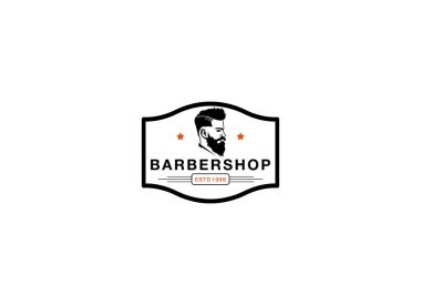 Berber dükkanı için kuaför logosu tasarımı amblemi, klasik berber logosu tasarımı