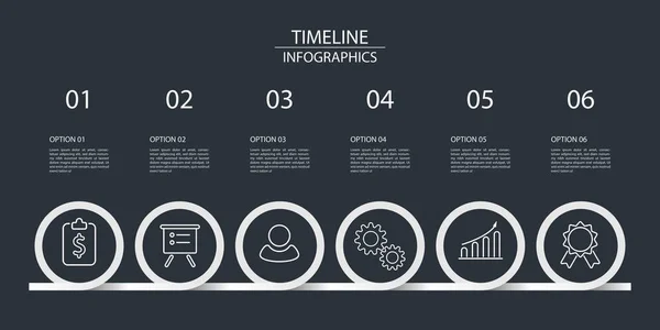 Infografiken Sechs Schritten Zur Veranschaulichung Einer Strategie Eines Workflows Oder — Stockvektor