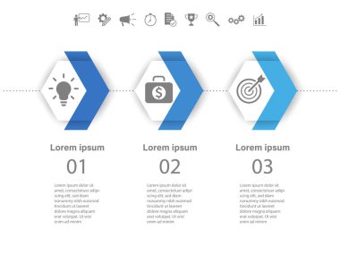 3 adımlar ok Infographic, vektör çizim