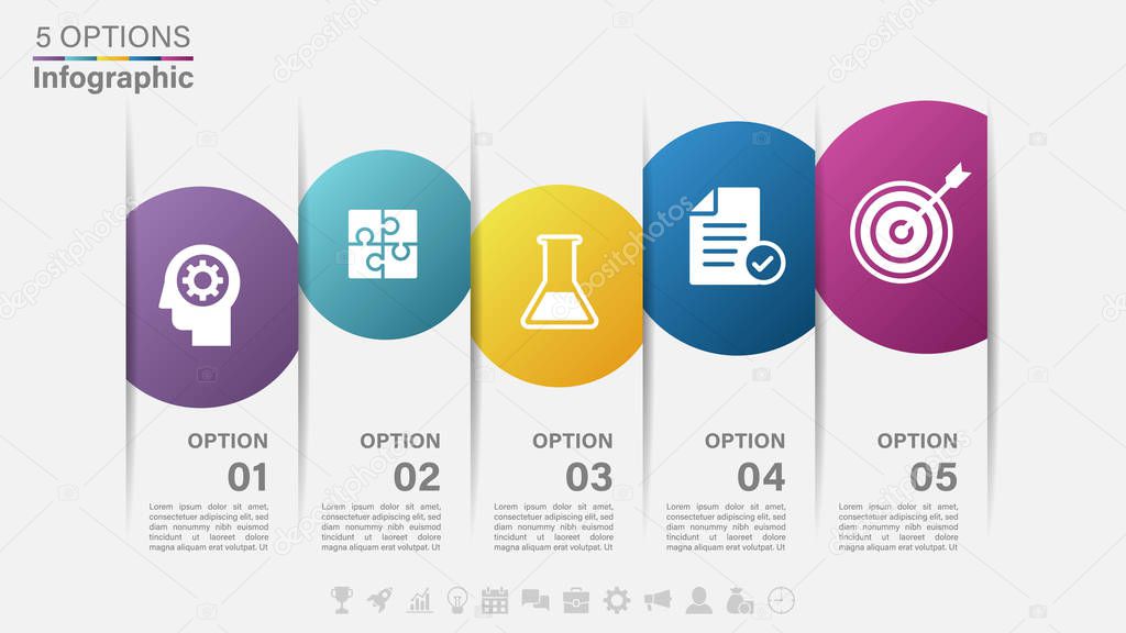 Vector Infographic label design with icons and 5 options or step