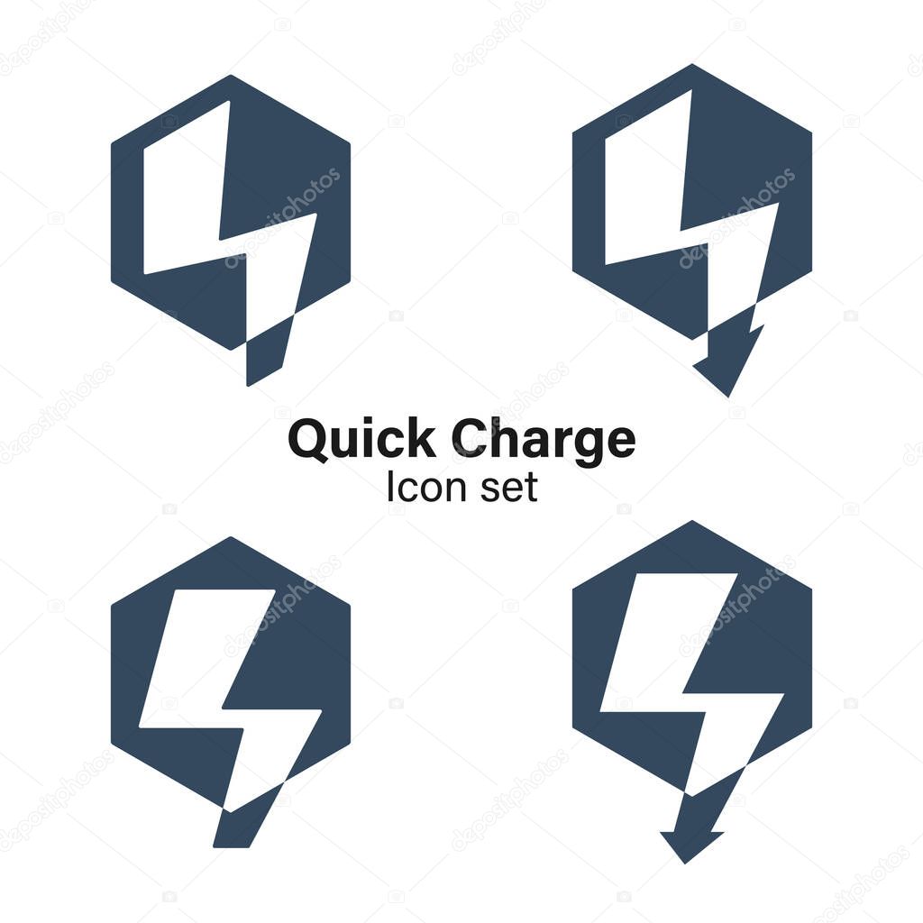 Q Letter logo with thunderbolt lightning nagative space