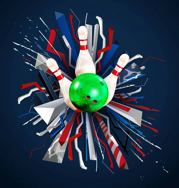 Çok renkli 3d bowling topları ve pimleri ile Vektör bowling turnuvası.