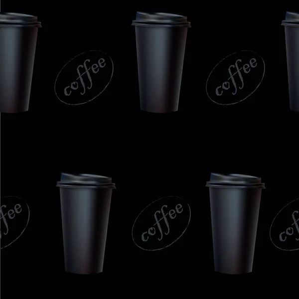 Boissons dessinées à la main vecteur sans couture fond de café, texture des tasses en carton — Image vectorielle