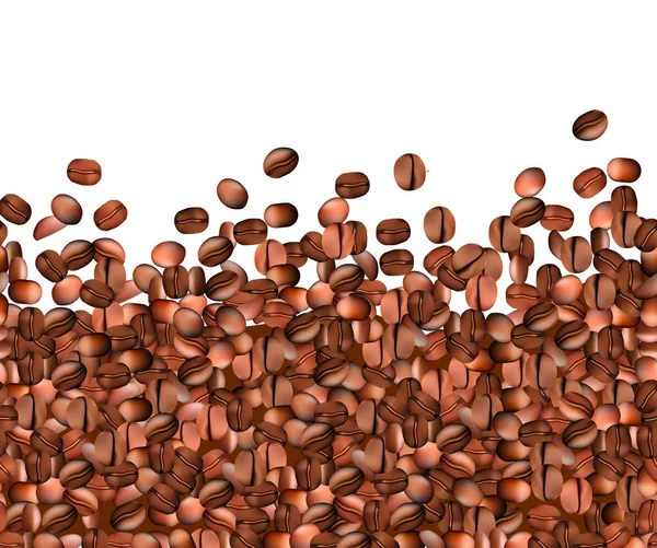 Vector seamless pattern of coffee beans, coffee beans textures of healthy food — Stock Vector