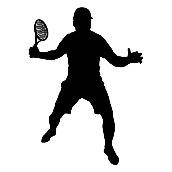Homme joueur de tennis silhouette vectorielle isolé sur fond blanc . — Image vectorielle