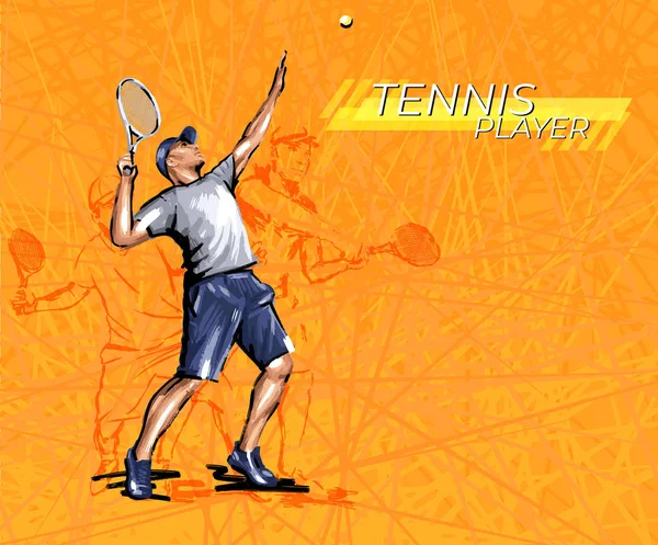 テニス選手、抽象的な幾何学的ベクトルイラストスポーツテニス — ストックベクタ