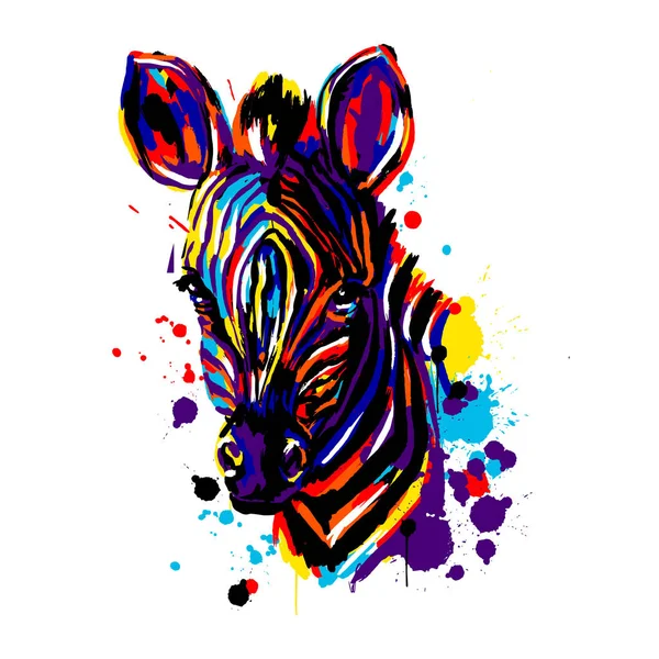 Φάτσα ζέβρα με χρώμα, ζωγραφική σε Αφρικανική ζώα, διάνυσμα, κεφάλι ζέβρα — Διανυσματικό Αρχείο