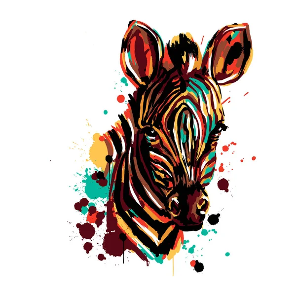 Φάτσα ζέβρα με χρώμα, ζωγραφική σε Αφρικανική ζώα, διάνυσμα, κεφάλι ζέβρα — Διανυσματικό Αρχείο