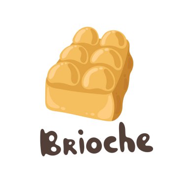 Brioche ekmeği çizimi. Güzel düz stil. Vektör Brioche el çizimi logo. Fransız yemeği klipsi. Fransa 'nın ulusal yemeği. Menü için simgeler. Kafe veya fırın tasarımı için vektör şablonu.