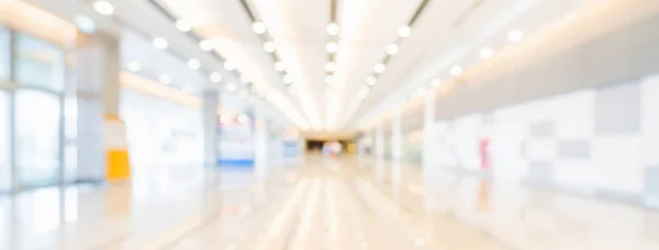 Blurred Bokeh Panoramic Banner Background Exhibition Hall Convention Center Hallway — Stock Photo, Image