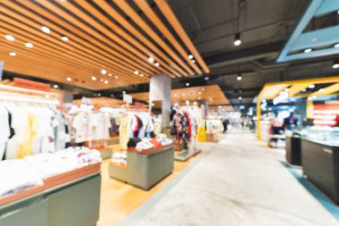 Bulanık, ufuk modern alışveriş merkezi veya mağaza Giyim Mağazalar arka plan. Alışverişkoliğin yaşam tarzı ya da moda elbise çıkış iş kavramı