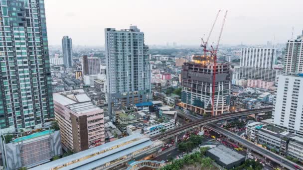 Día Noche Santo Grial Lapso Tiempo Del Sitio Construcción Tráfico — Vídeos de Stock