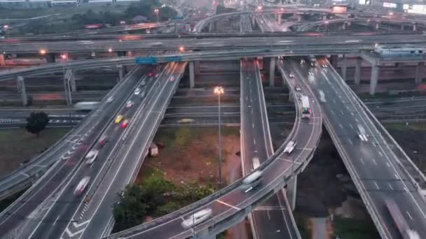 Asya Otoyol Otoyol Üzerindeki Araç Trafiğinin Hızlandırılmış Sürati Insansız Hava — Stok video
