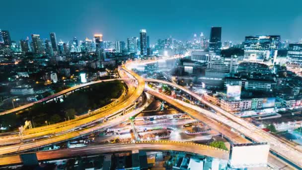 Time Lapse Car Traffic Transportation Highway Road Intersection Bangkok City — Stock Video