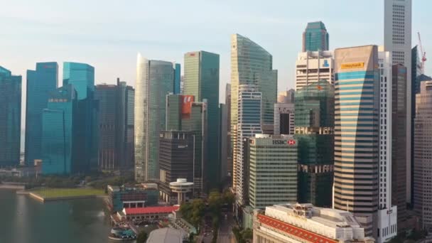 Здания Небоскребов Финансовом Деловом Районе Центре Марина Бей Сингапур Вид — стоковое видео