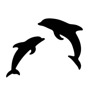 Yunus silueti siyah el çizim vektörü