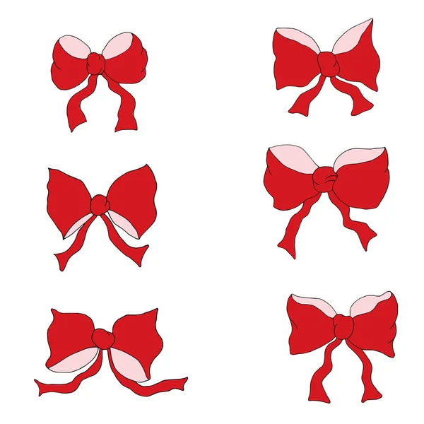 Set Bows Handmade Vector Creativity Bows Can Arrange Various Items — Stock Vector