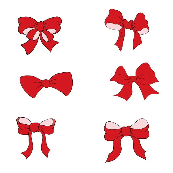 Set Bows Handmade Vector Creativity Bows Can Arrange Various Items — Stock Vector