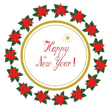 Yeni yıl Noel çelenk vektör el çizmek çizim. Mutlu Noel vektör illüstrasyon kutlamak.