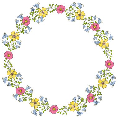 Kart şablonu vektör el çizmek çizim. Mutlu ruh hali vektör illüstrasyon kutlayın. Çelenk vektör el çizmek tatil kutlamak