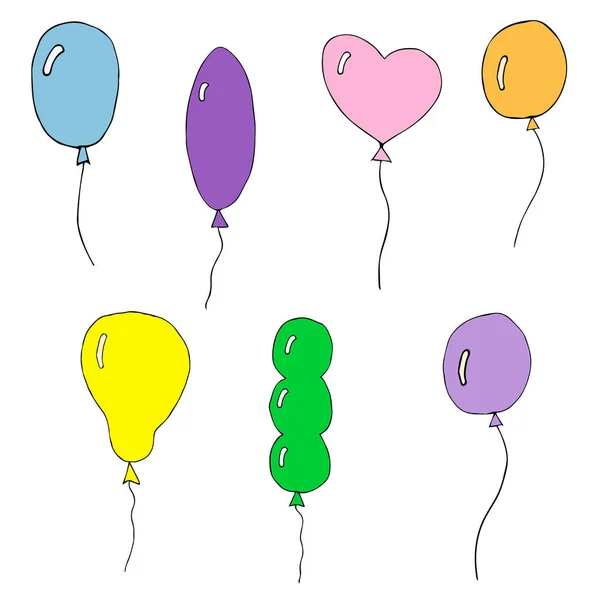 Groupe Ballons Hélium Brillants Couleur Isolés Sur Fond Transparent Ensemble — Image vectorielle