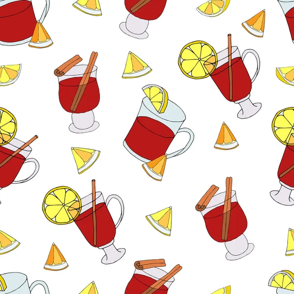 Christmas Background Cups Mulled Wine Creativity Vector Illustration Eps — Stock Vector