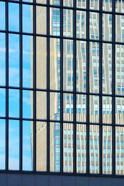 Low angle view to glass window of modern skyscraper. business co — Stock Photo, Image
