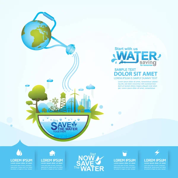 Spara Vatten Vektor Koncept — Stockfoto