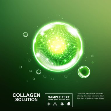 Kollajen Serum ve vitaminler güzellik arka plan kavramı vektör ciltler için bakım kozmetik ürünleri.