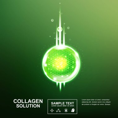 Kollajen Serum ve vitaminler güzellik arka plan kavramı vektör ciltler için bakım kozmetik ürünleri.