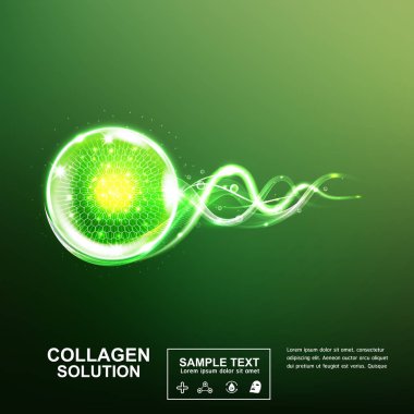 Kollajen Serum ve vitaminler güzellik arka plan kavramı vektör ciltler için bakım kozmetik ürünleri.