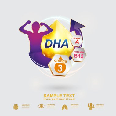Beslenme Omega 3 ve vitamin veya kalsiyum Logo simge için ürünler çocuklar vektör için