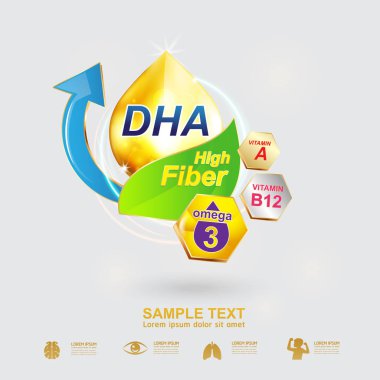 Beslenme Omega 3 ve vitamin veya kalsiyum Logo simge için ürünler çocuklar vektör için