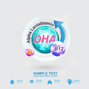 Beslenme Omega 3 ve vitamin veya kalsiyum Logo simge için ürünler çocuklar vektör için