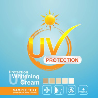Koruma Uv ve cilt bakım ürünleri için Beyazlatıcı Krem vektör arka plan.