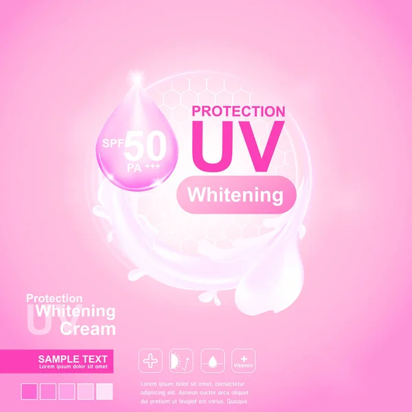 皮肤护理产品的紫外线和美白霜向量背景的保护 — 图库照片