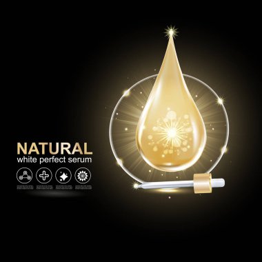 Kollajen Serum ve Vitamin arka plan kavramı cilt bakımı kozmetik.