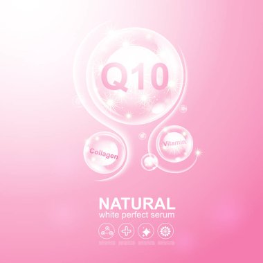 Kollajen Serum ve Vitamin arka plan kavramı cilt bakımı kozmetik.