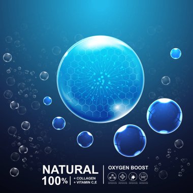 Kollajen Serum ve Vitamin arka plan kavramı cilt için kozmetik bakım.