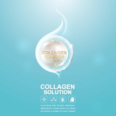 Kollajen Serum ve Vitamin arka plan kavramı cilt için kozmetik bakım.