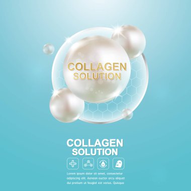 Kollajen Serum ve Vitamin arka plan kavramı cilt için kozmetik bakım.