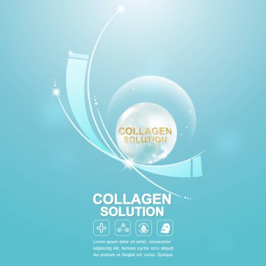 Kollajen Serum ve Vitamin arka plan kavramı cilt için kozmetik bakım.