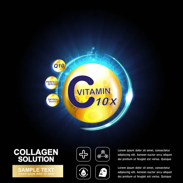 Concepção Vetor Produto Colágeno Soro Vitamina Concepção Beleza Para Cuidados — Fotografia de Stock