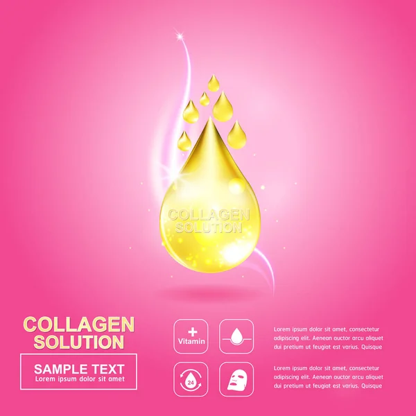 Collagen Serum Vitamin Background Product Vector Concept Beauty Technology Skin — Stock Photo, Image