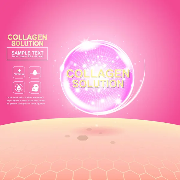 Collageen Serum Vitamine Achtergrond Vector Concept Schoonheid Producttechnologie Voor Skin — Stockfoto