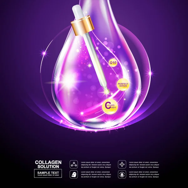 Collagen Serum Vitamin Background Concept Skin Care Cosmetic — Stock Photo, Image